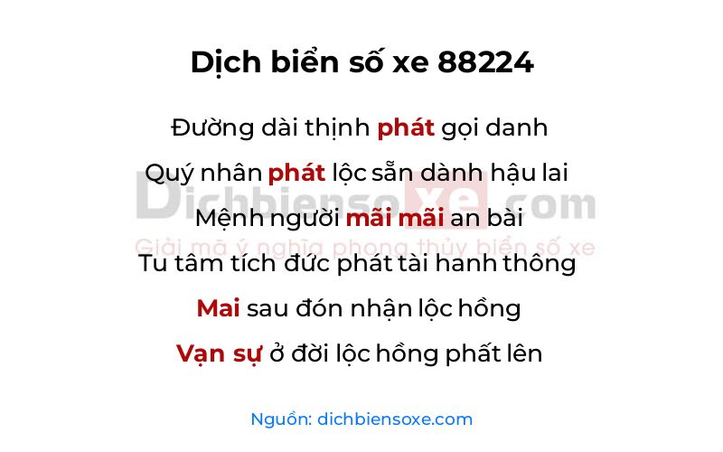Dịch thơ biển số 88224