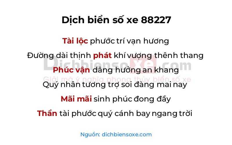 Dịch thơ biển số 88227