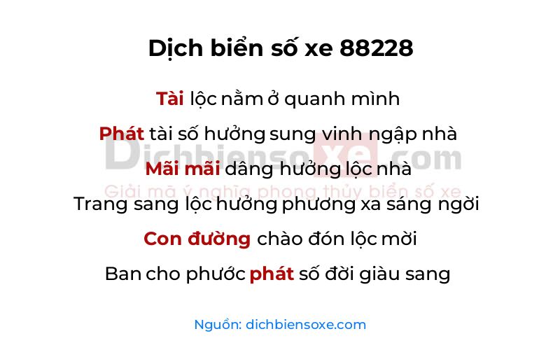 Dịch thơ biển số 88228