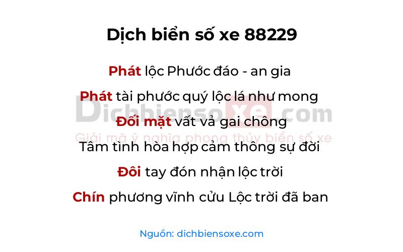Dịch thơ biển số 88229
