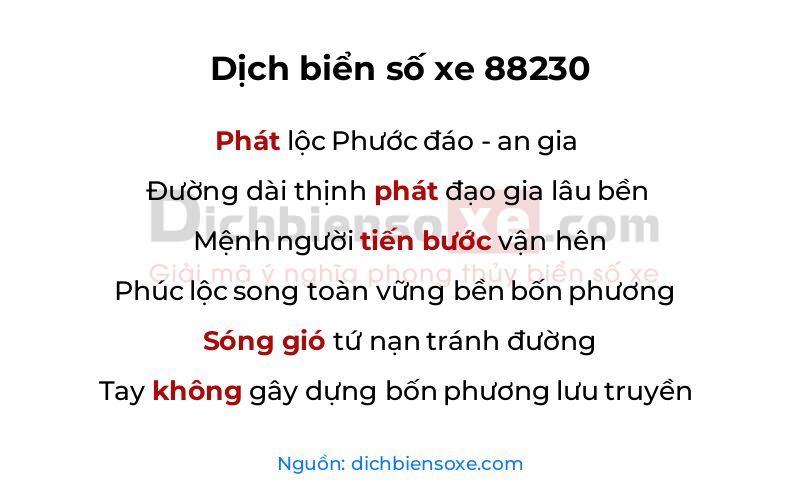 Dịch thơ biển số 88230