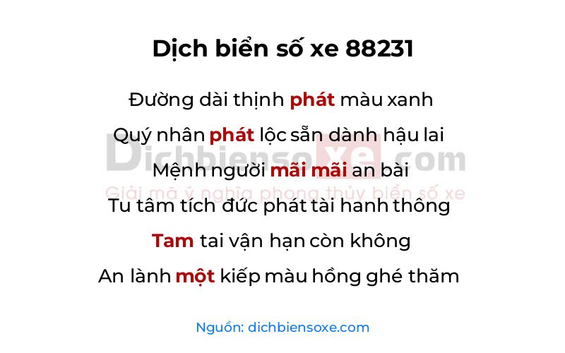 Dịch thơ biển số 88231