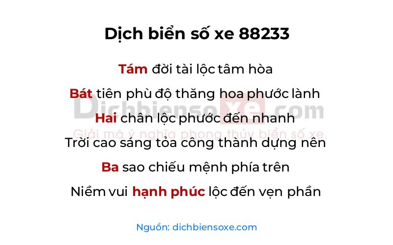 Dịch thơ biển số 88233