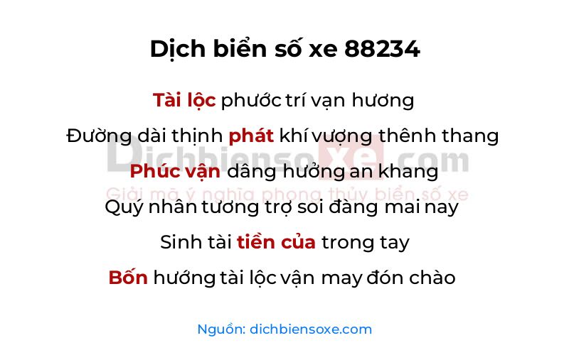 Dịch thơ biển số 88234