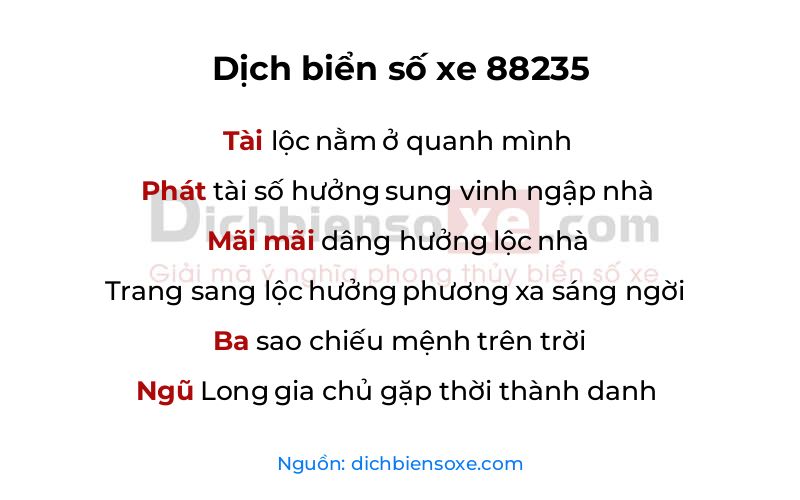 Dịch thơ biển số 88235