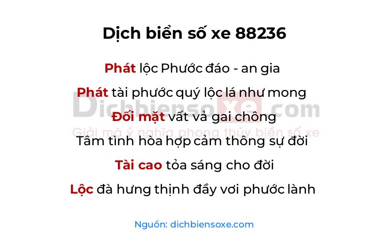 Dịch thơ biển số 88236