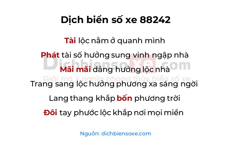 Dịch thơ biển số 88242