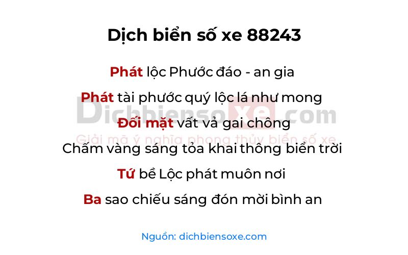 Dịch thơ biển số 88243