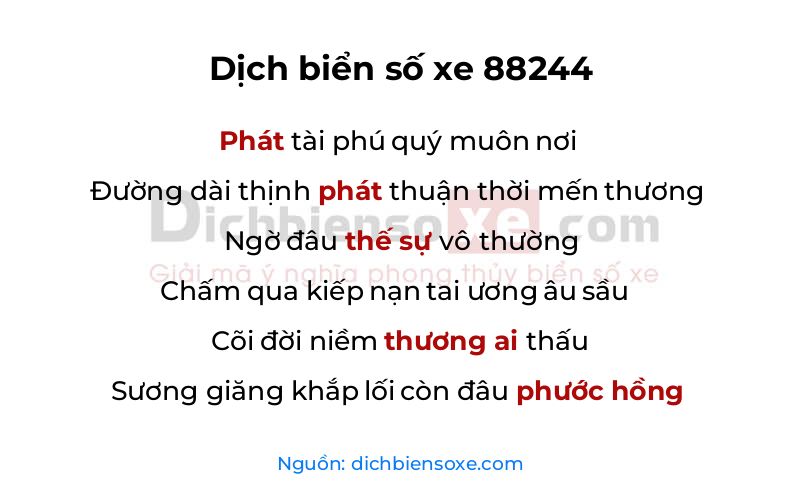 Dịch thơ biển số 88244