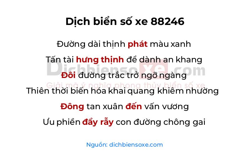 Dịch thơ biển số 88246