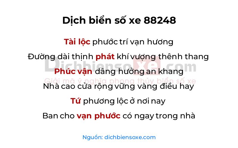 Dịch thơ biển số 88248