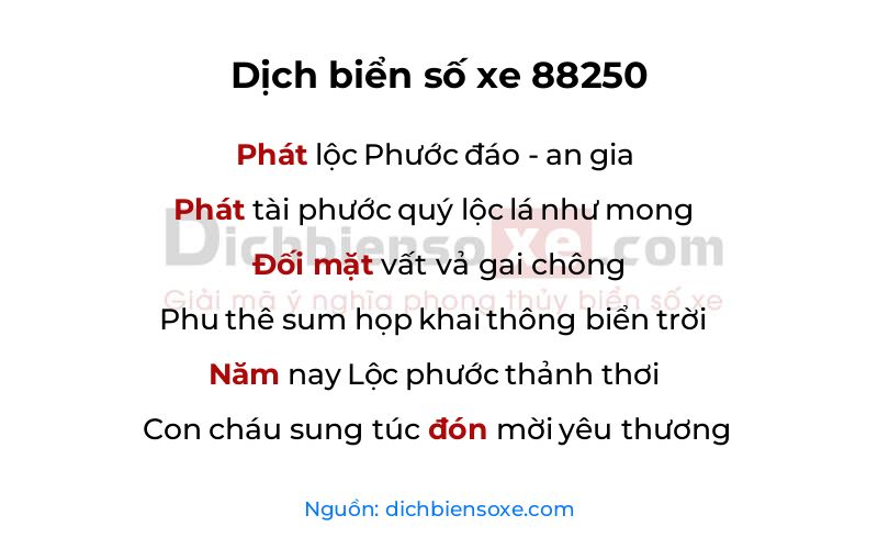Dịch thơ biển số 88250