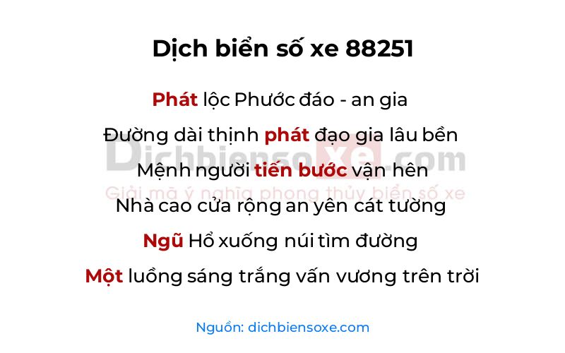 Dịch thơ biển số 88251