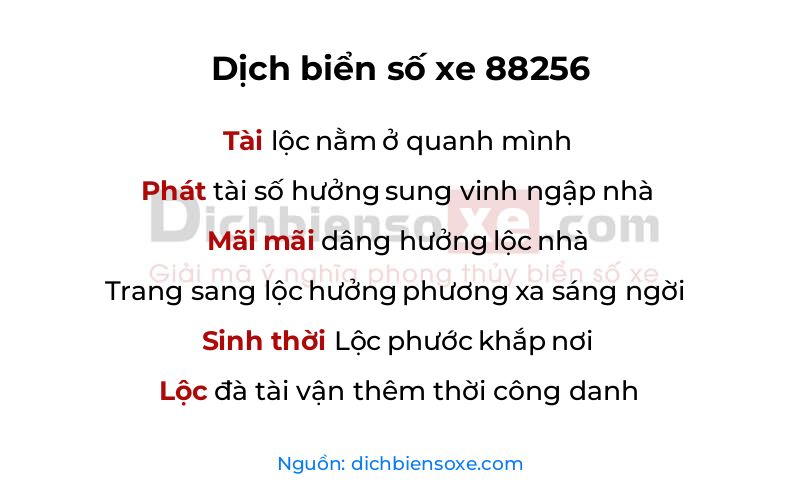 Dịch thơ biển số 88256