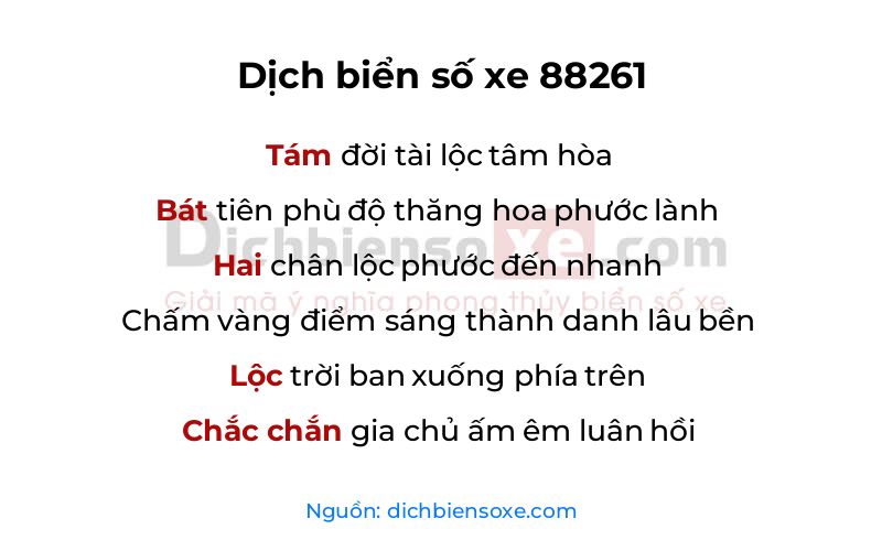Dịch thơ biển số 88261