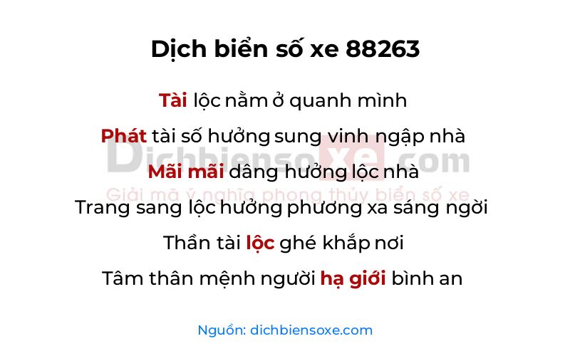 Dịch thơ biển số 88263