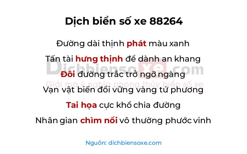 Dịch thơ biển số 88264