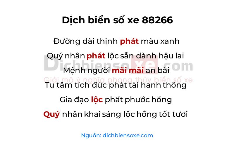 Dịch thơ biển số 88266