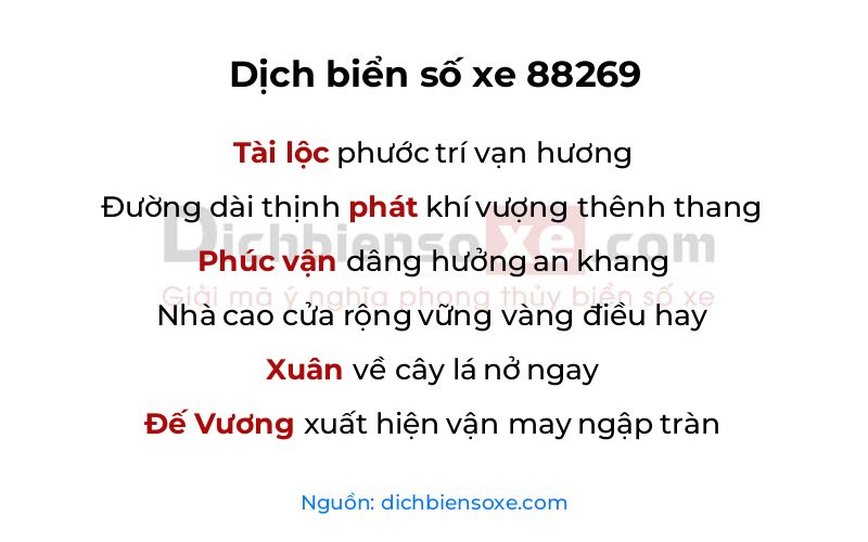Dịch thơ biển số 88269
