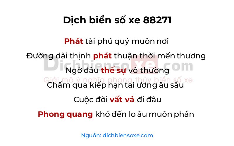 Dịch thơ biển số 88271