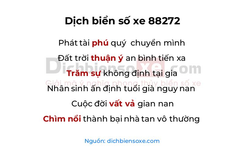 Dịch thơ biển số 88272