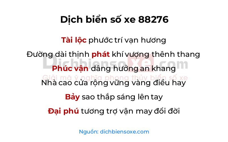 Dịch thơ biển số 88276