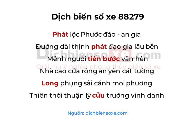 Dịch thơ biển số 88279