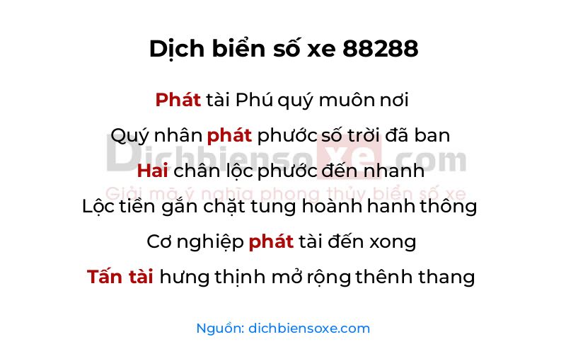 Dịch thơ biển số 88288