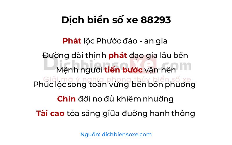 Dịch thơ biển số 88293