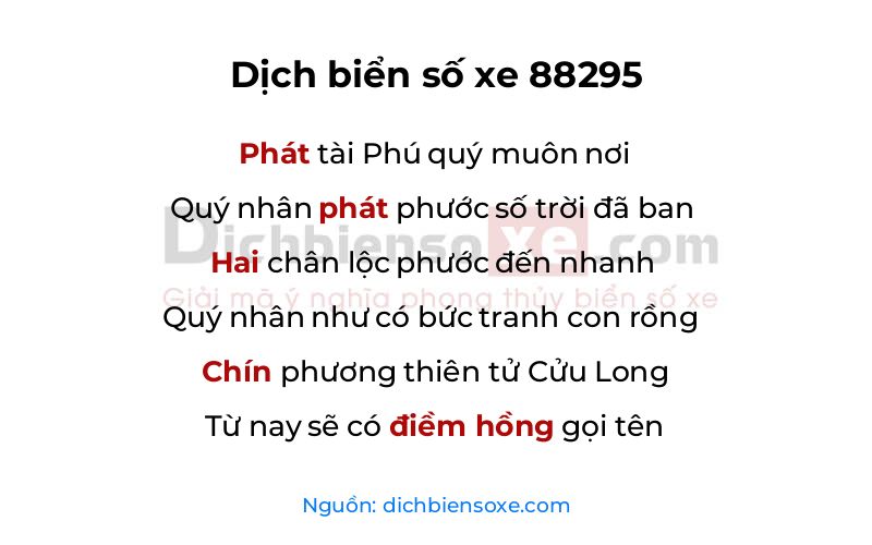 Dịch thơ biển số 88295