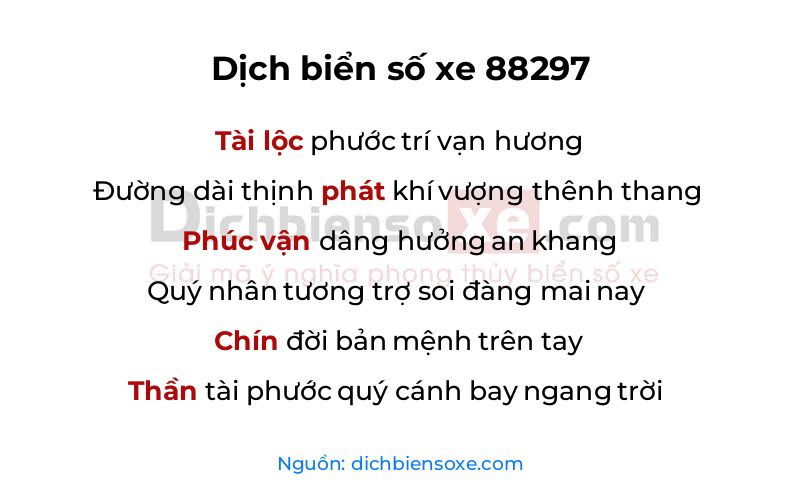 Dịch thơ biển số 88297