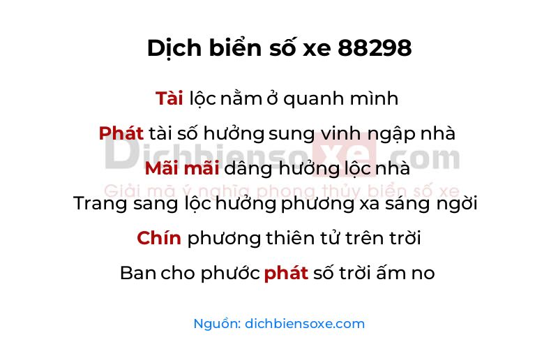 Dịch thơ biển số 88298