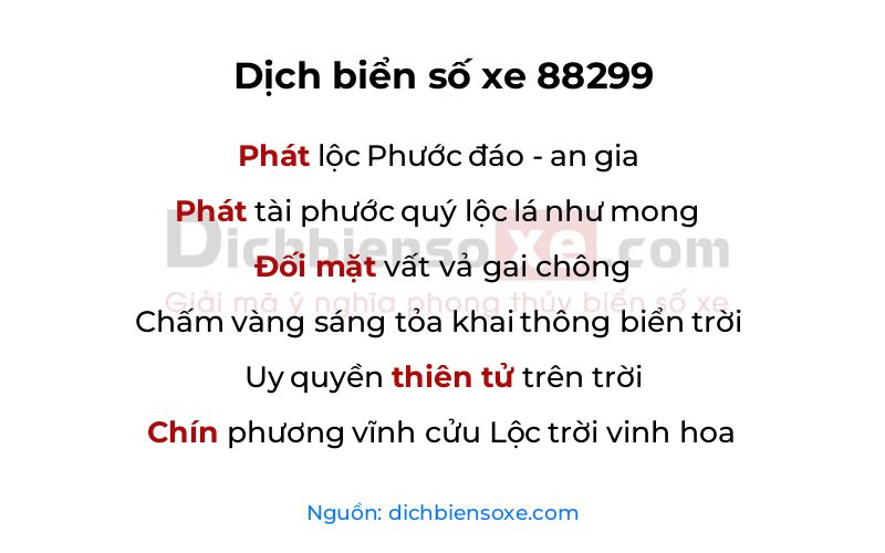 Dịch thơ biển số 88299