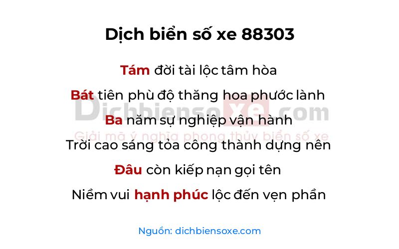 Dịch thơ biển số 88303