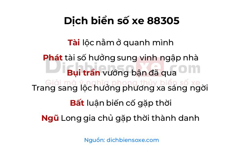 Dịch thơ biển số 88305