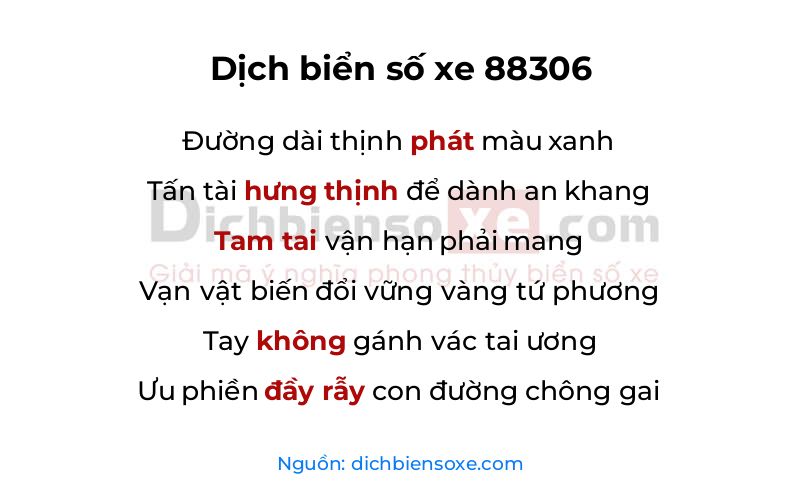 Dịch thơ biển số 88306