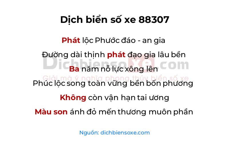 Dịch thơ biển số 88307