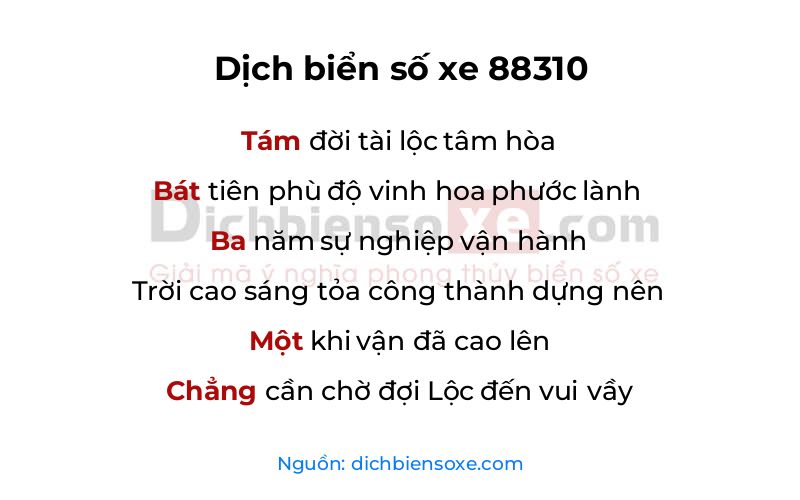 Dịch thơ biển số 88310