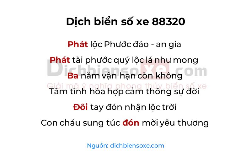 Dịch thơ biển số 88320