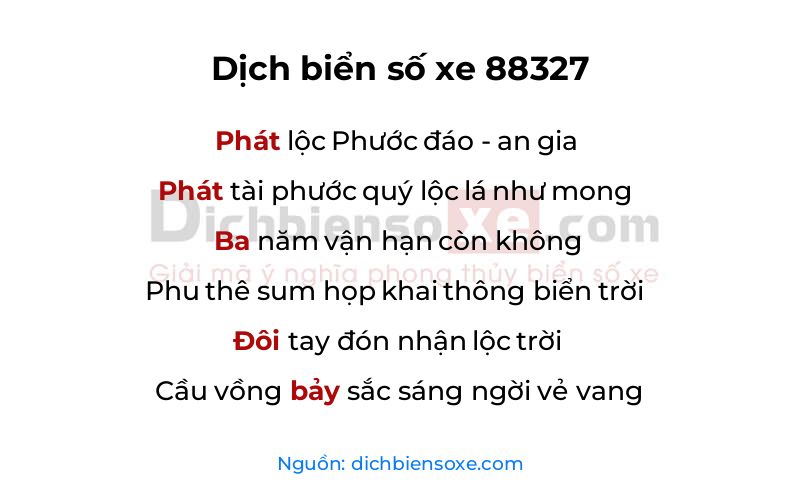 Dịch thơ biển số 88327