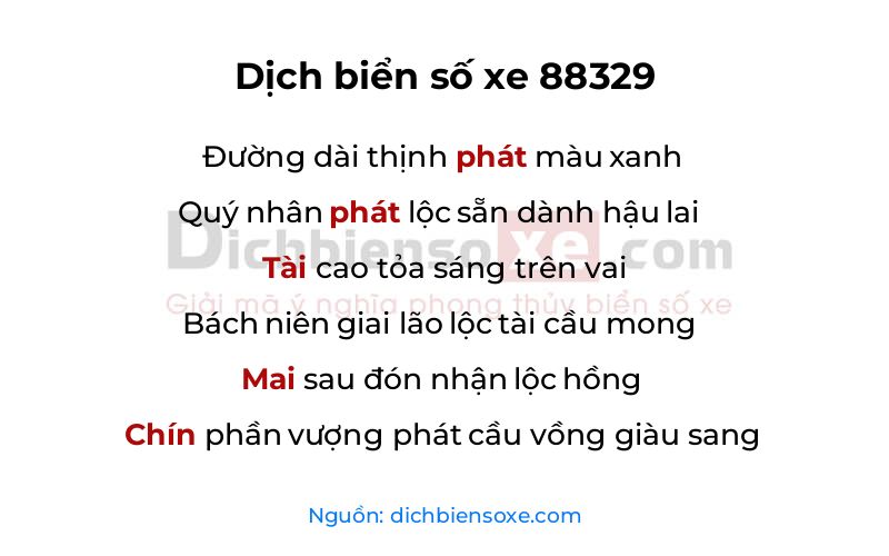 Dịch thơ biển số 88329