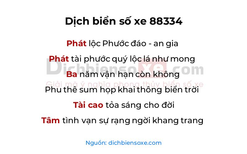Dịch thơ biển số 88334