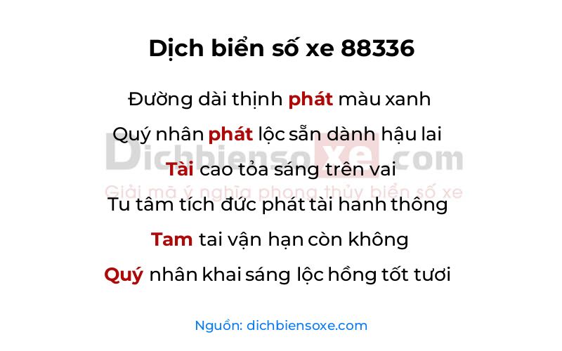 Dịch thơ biển số 88336