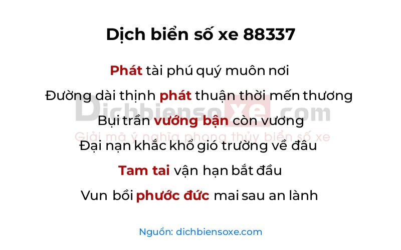 Dịch thơ biển số 88337