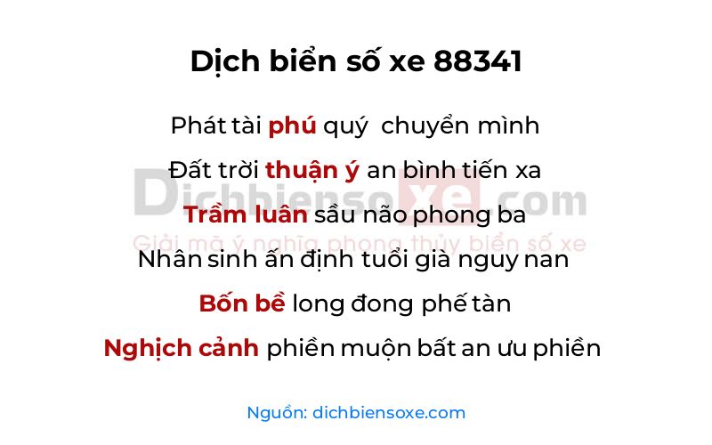 Dịch thơ biển số 88341