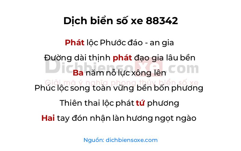 Dịch thơ biển số 88342