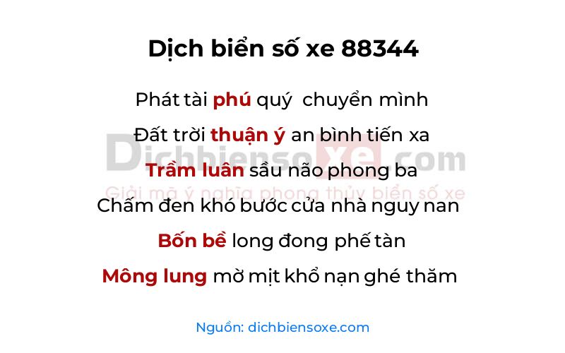 Dịch thơ biển số 88344