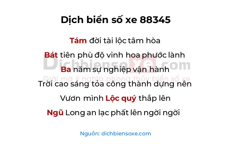 Dịch thơ biển số 88345