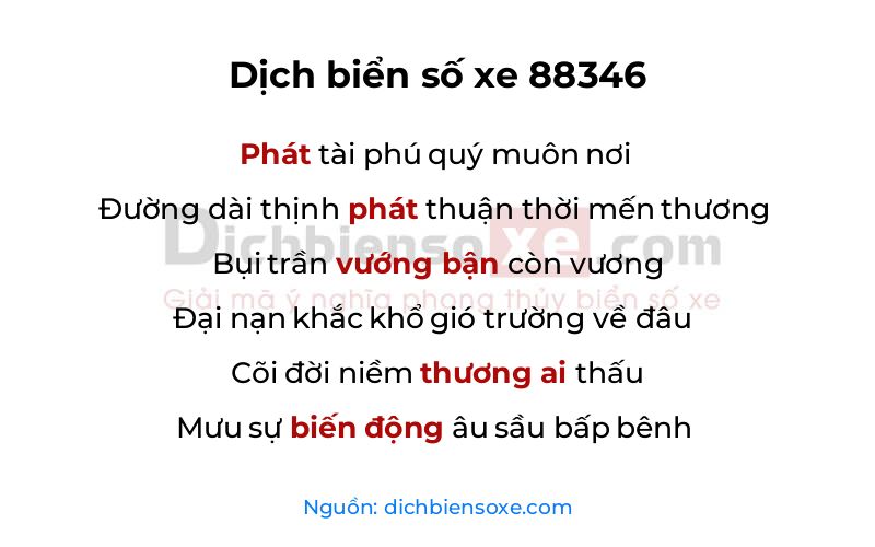 Dịch thơ biển số 88346