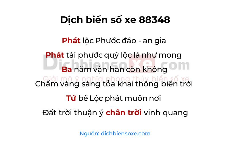 Dịch thơ biển số 88348